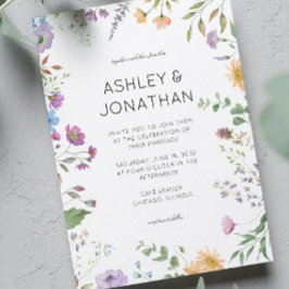 シンプルWildflower'sのタイムレスな結婚 招待状