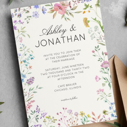 シンプルWildflower'sのタイムレスな結婚 招待状