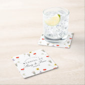 シンプルWildflowers Hand Drawn'結婚 S Thank You スクエアペーパーコースター (インサイチュ)