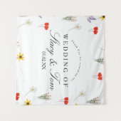 シンプルWildflowers Hand Drawn'結婚 S Thank You タペストリー (正面(横))