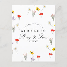 シンプルWildflowers Hand Drawn'結婚 S Thank You ポストカード