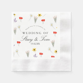 シンプルWildflowers Hand Drawn'結婚 S Thank You 縁ありカクテルナプキン