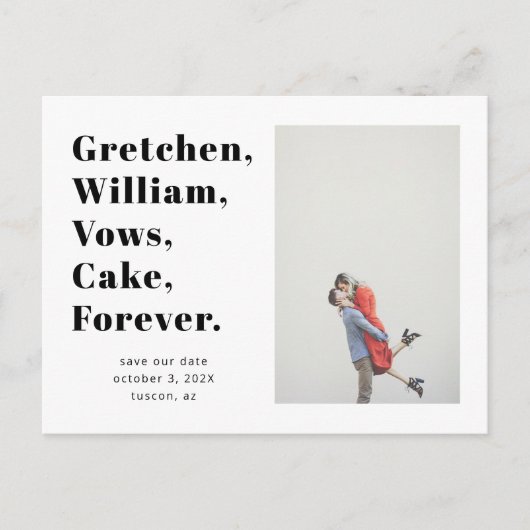 シンプルWordリスト日付の写真はがきを保存 ポストカード (正面)