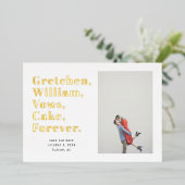 シンプルWordリスト日付の写真カードを保存 箔招待状 (立ち正面)