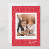 シンプルXOXOモダンフレーム写真バレンタインデー シーズンカード (正面)