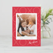 シンプルXOXOモダンフレーム写真バレンタインデー シーズンカード (スタンド正面)