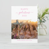 シンプルXoxo Pink Happy Galentines Dayガーリー写真 シーズンカード (スタンド正面)
