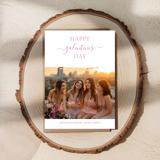 シンプルXoxo Pink Happy Galentines Dayガーリー写真 シーズンカード