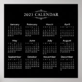 シンプルYet Black 2023エレガントカレンダー |ポスター ポスター (正面)