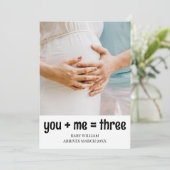 シンプルYou + Me= 3つ追加フォト詳細妊娠 案内状 (スタンド正面)