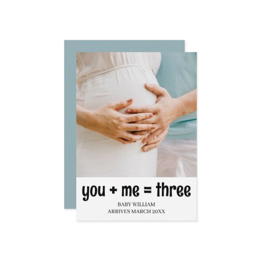 シンプルYou + Me= 3つ追加フォト詳細妊娠 案内状 (正面/裏面インサイチュ)