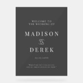シンペールエレガントなウェディングウェルカムブラック アクリルサイン (正面)