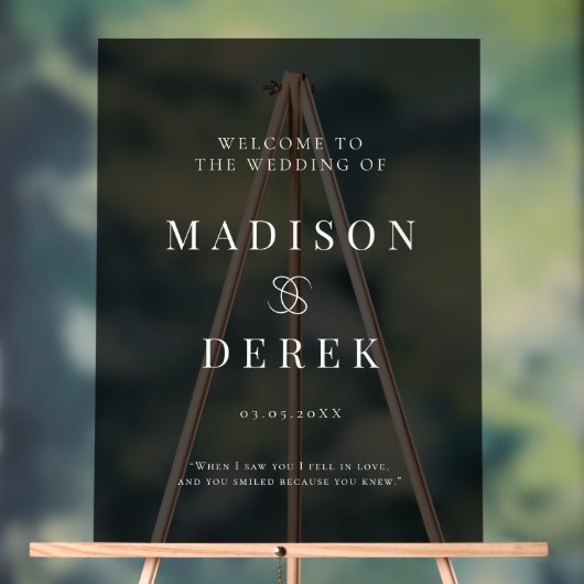 シンペールエレガントなウェディングウェルカムブラック アクリルサイン (ニュートラル)