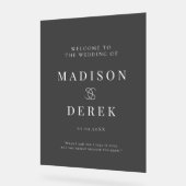 シンペールエレガントなウェディングウェルカムブラック アクリルサイン (傾斜)