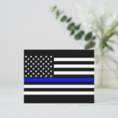 シンボリックシンブルーライングラフィックUSフラグ ポストカード (スタンド正面)