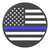 シンボリックシンブルーラインUSフラググラフィックデザインオン アイスホッケーパック (正面)