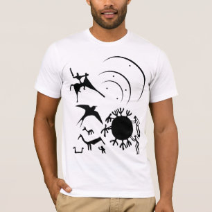 シンボルと動物のペトログリフTシャツ Tシャツ