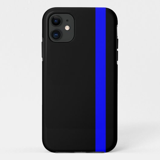 シンボルの細い青い線の垂直ブラック Case-Mate iPhoneケース (裏面)