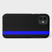 シンボルの細い青い線の垂直ブラック Case-Mate iPhoneケース (裏面(横))