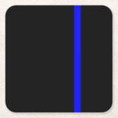 シンボルの細い青い線の垂直 スクエアペーパーコースター (正面)