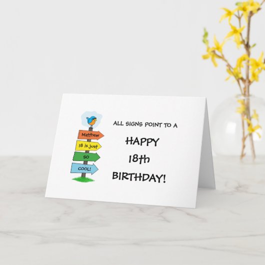 シンボルや象徴おもしろい18番目の誕生日カード カード (黄色い花)