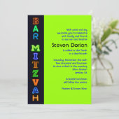 シンボルや象徴のバーのバルミツワーのネオン緑の招待状 招待状 (スタンド正面)