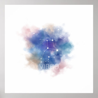 シンボルや象徴の〔占星術の〕十二宮図ポスター – 《星座》乙女座 ポスター