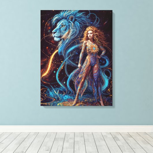 シンボルや象徴の〔占星術の〕十二宮図 – レオ キャンバスプリント (インサイチュ (ウッドフロア))