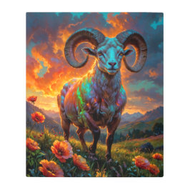 シンボルや象徴の〔占星術の〕十二宮図 – 牡羊座 メタルプリント