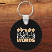 シンボルや象徴は千語の価値があるASLアメリカンサイン キーホルダー (正面)
