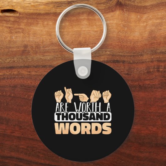 シンボルや象徴は千語の価値があるASLアメリカンサイン キーホルダー (正面)