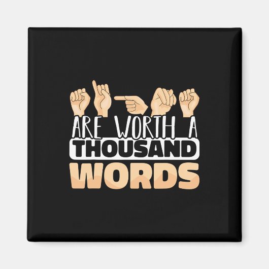 シンボルや象徴は千語の価値があるASLアメリカンサイン マグネット (正面)