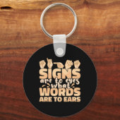 シンボルや象徴は目に何の単語は耳に署名ラング キーホルダー (正面)