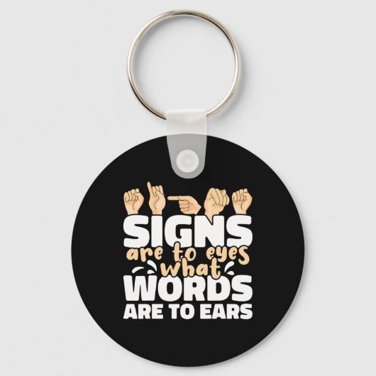 シンボルや象徴は目に何の単語は耳にASLサイン キーホルダー (正面)