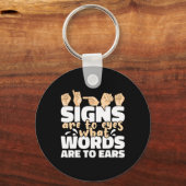 シンボルや象徴は目に何の単語は耳にASLサイン キーホルダー (正面)