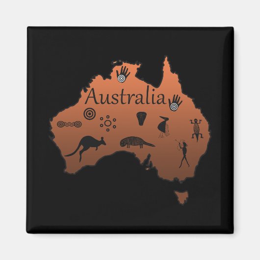 シンボルを持つオーストラリアの先住民の地図 マグネット (正面)