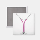 シンボルを表示するピンクの医師聴診器 マグネット (正面/裏面)