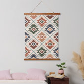 シンボルアステカスタイル化パターンの色の混合 吊り下げ型タペストリー (寝室)