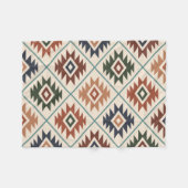 シンボルアステカスタイル化ビッグパターンカラーミックス フリースブランケット (正面(横))