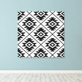 シンボルアステカスタイル化ビッグPTNブラック（白） キャンバスプリント (インサイチュ (ウッドフロア))