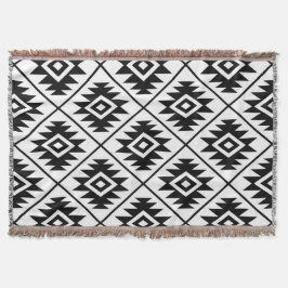 シンボルアステカスタイル化ビッグPTNブラック（白） スローブランケット