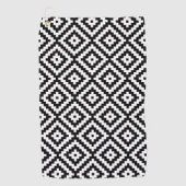 シンボルアステカブロックパターン黒+白B ゴルフタオル (正面)