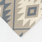 シンボルアステカ様式化パターンブルークリームサンド フリースブランケット (角)