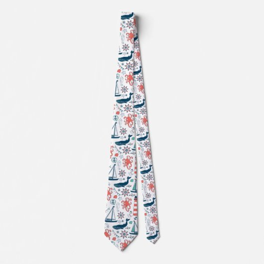 シンボルカラフルおよび海洋の生活パターン ネクタイ (正面)