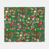 シンボルカラフルクリスマスエレメント冬緑 フリースブランケット (正面(横))