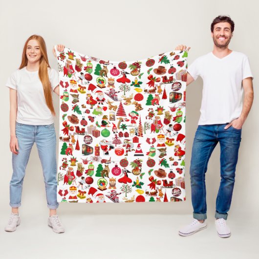 シンボルカラフルクリスマス要素の冬エレガント フリースブランケット (インサイチュ)