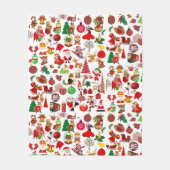 シンボルカラフルクリスマス要素の冬エレガント フリースブランケット (正面)