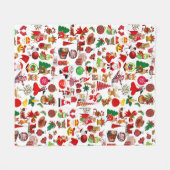 シンボルカラフルクリスマス要素の冬エレガント フリースブランケット (正面(横))