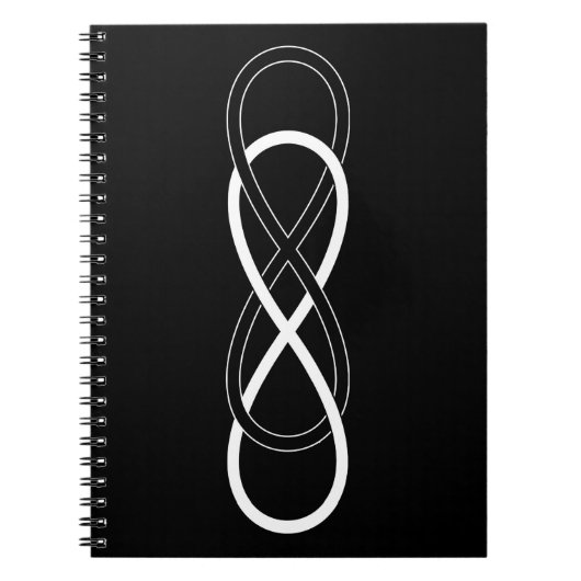 シンボル二重インフィニティ – 白黒 ノートブック (正面)