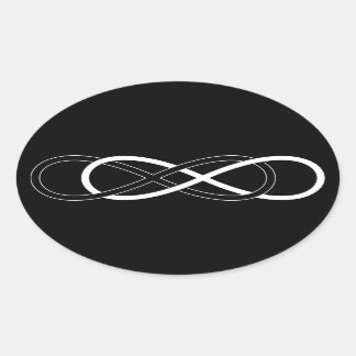 シンボル二重インフィニティ – 白黒 楕円形シール